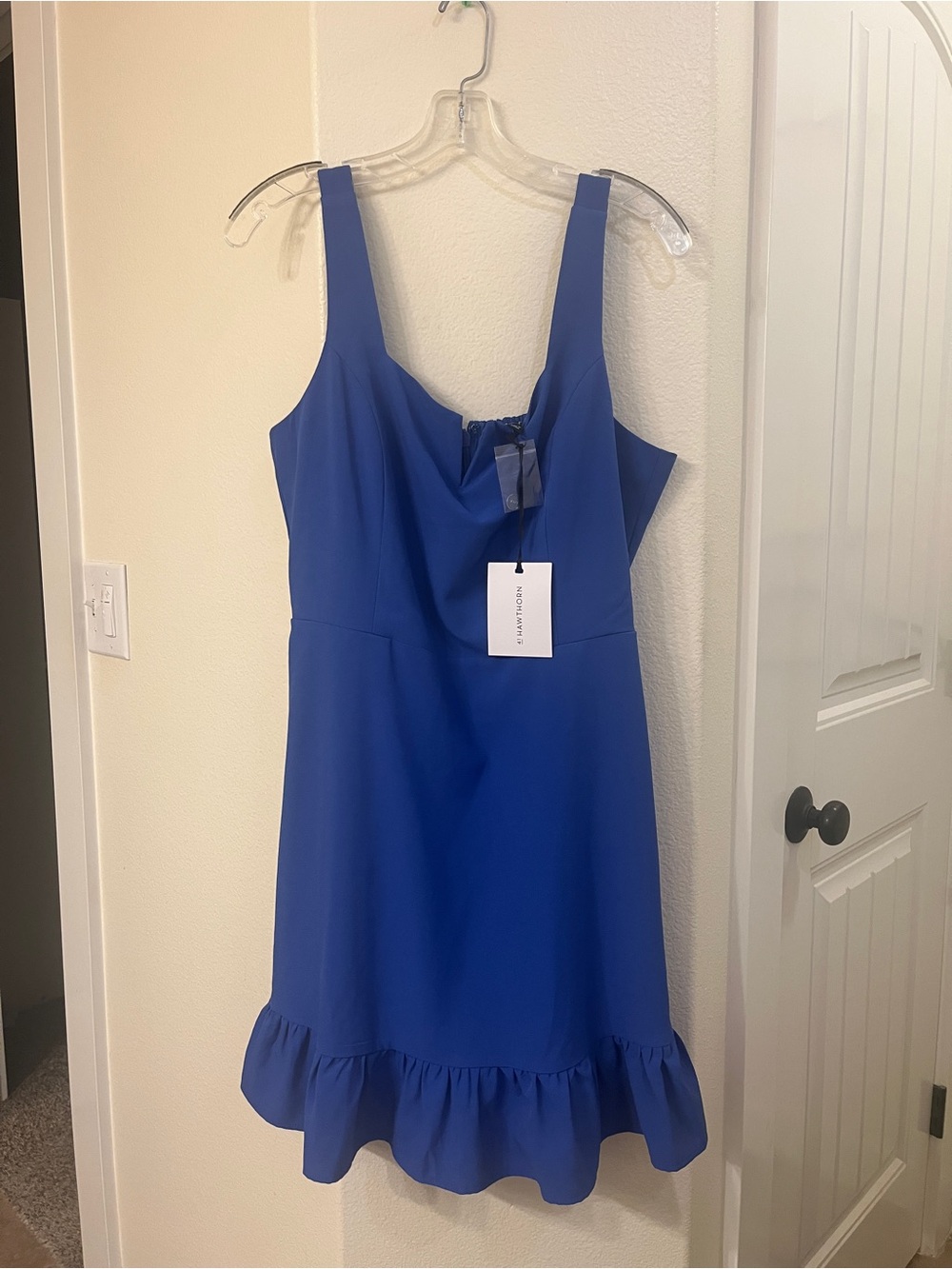 41 Hawthorn Cobalt Blue Ruffle-Hem Mini Dress